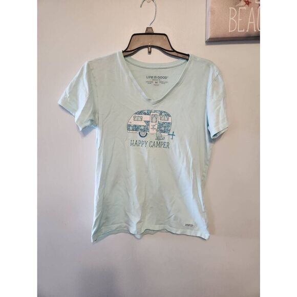 Life is Good Size M Women's Crusher Tee Shirt Happy Camper - Picture 1 of 3